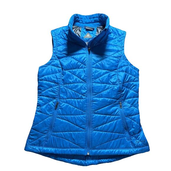 Columbia Jacket Vest Women Medium Omni‑Heat Full Zip Insulated Blue Outdoor Hike - Picture 1 of 9